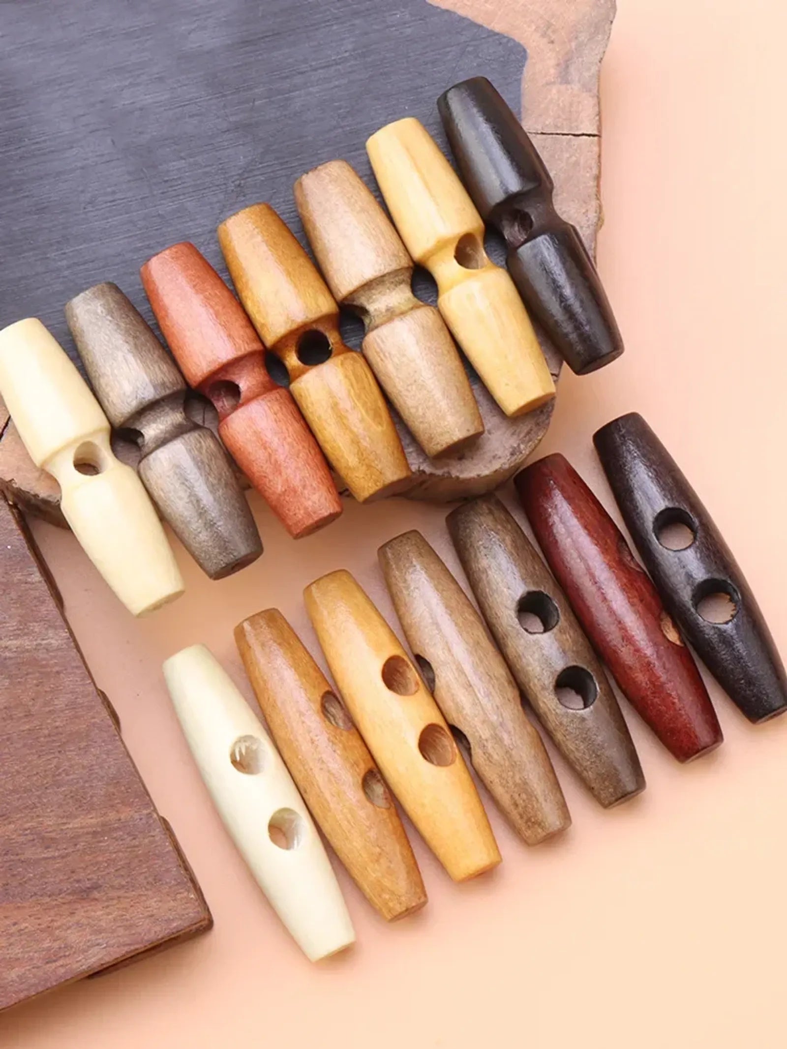 10PCS Wooden Horn Buckles for Women's Wind Coat Sewing