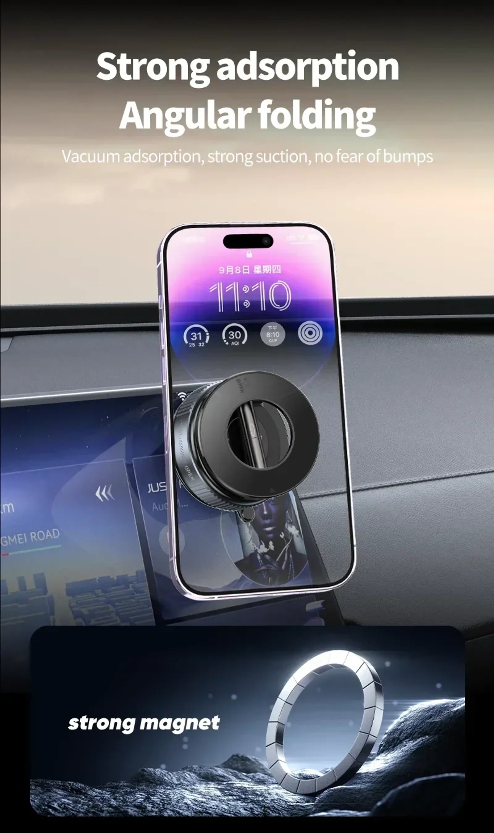 Foldable 360° Adjustable Magnetic Phone Holder Car Mount