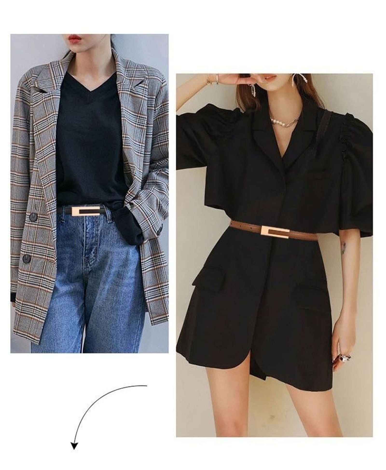 Women’s Korean Fashion PU Leather Thin Waist Belt with Metal Accents