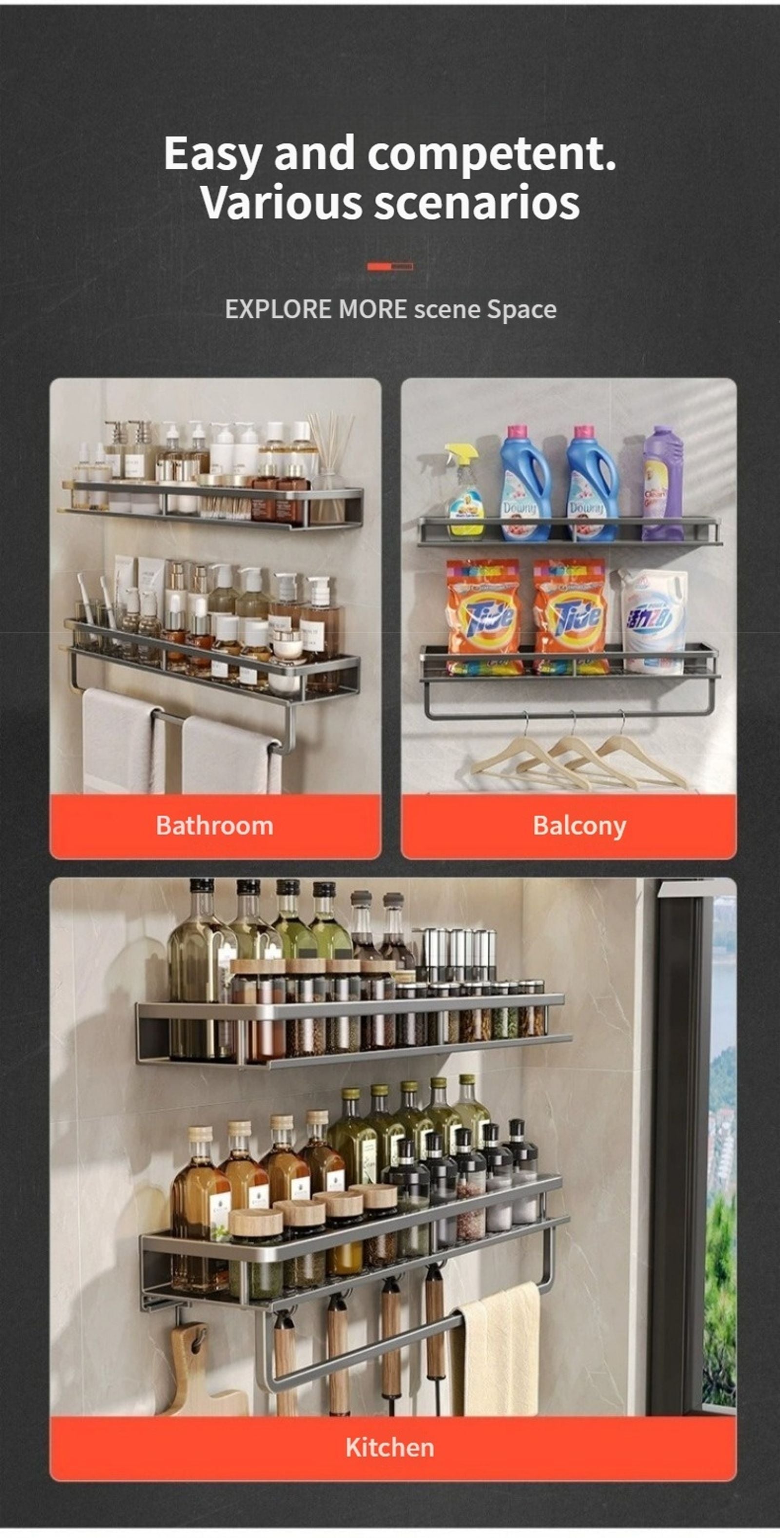 Multifunctional Wall Mounted Seasoning Storage Rack