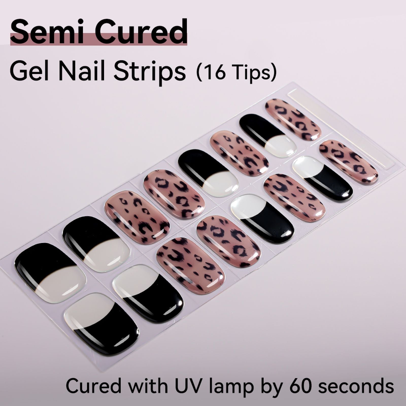 16 Tips Semi-Cured Gel Nail Stickers - Long-Lasting Colors