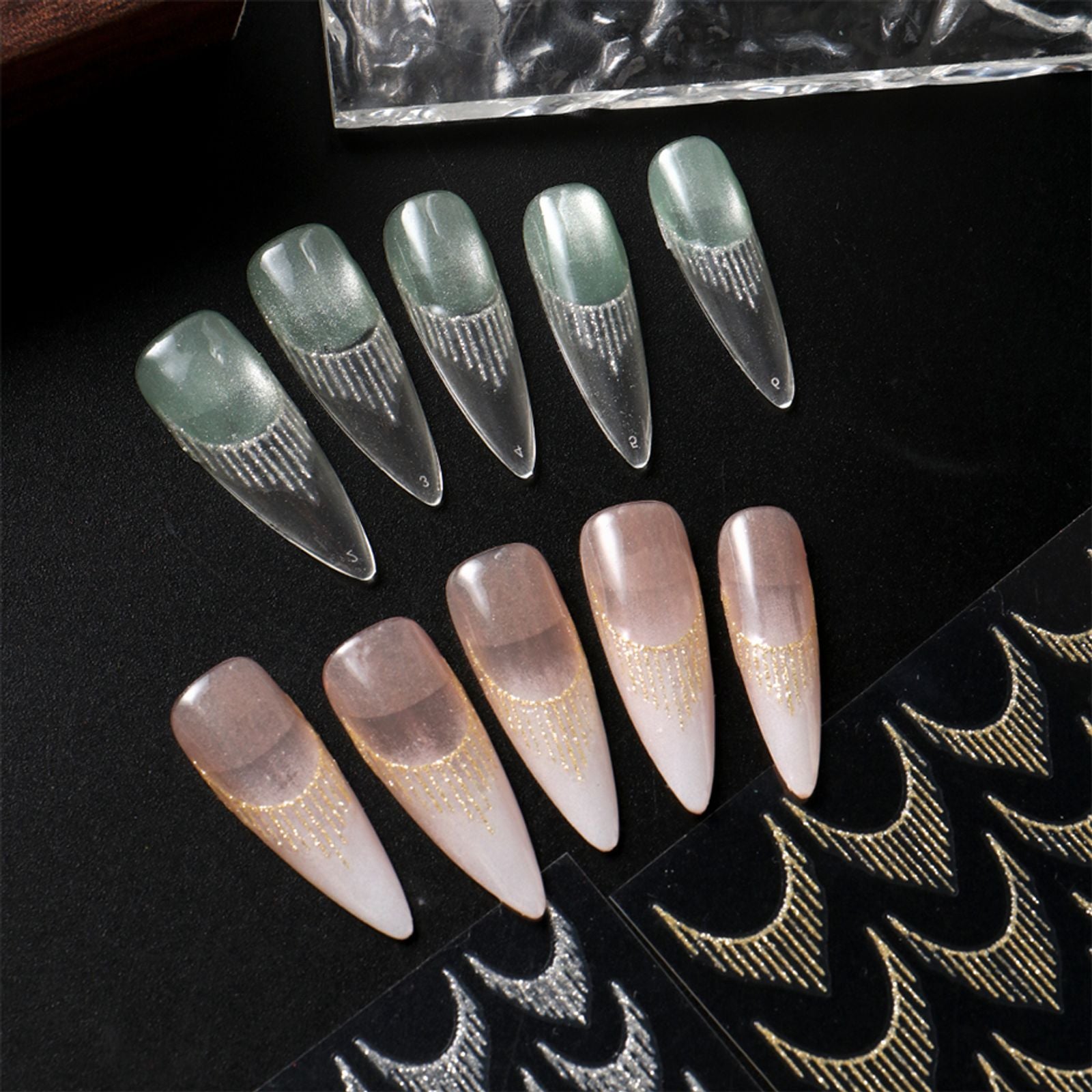 2pcs Reflective Glitter French Nail Art Stickers