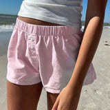 Striped Print Casual Shorts for Women