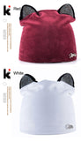 Women's Warm Velvet Cat Beanie with Flashing Rhinestones
