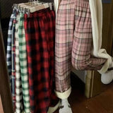 Winter Plaid Wide Leg Pants for Women