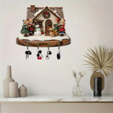 2D Christmas Carol Scene Wooden Keyframe with Hooks