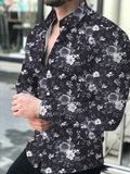 2025 Fashion Flower Print Men's Long Sleeve Shirt