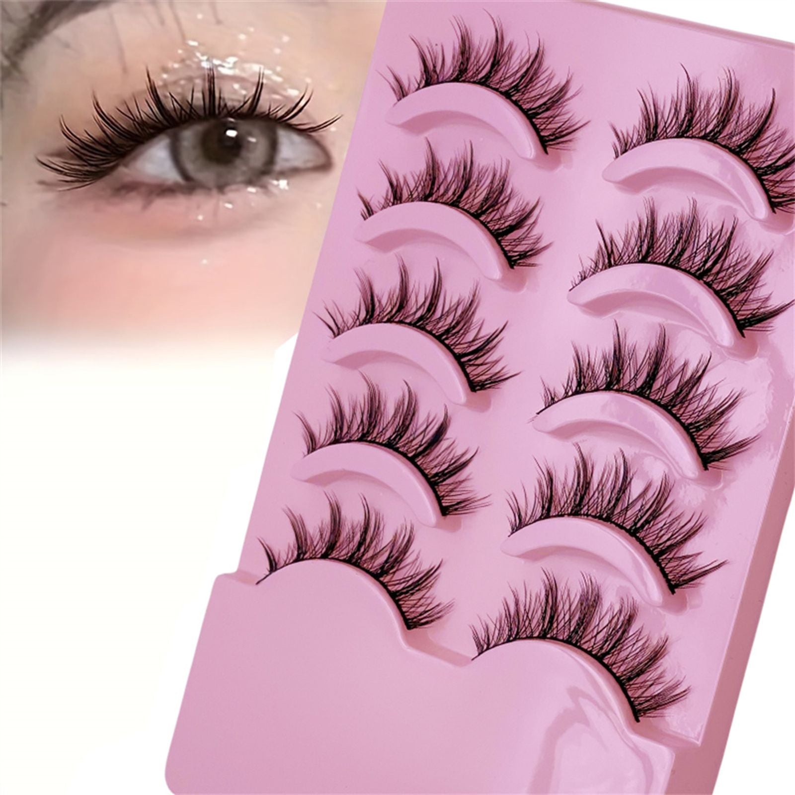 5 Pairs Soft Natural False Lashes for Round Eyes