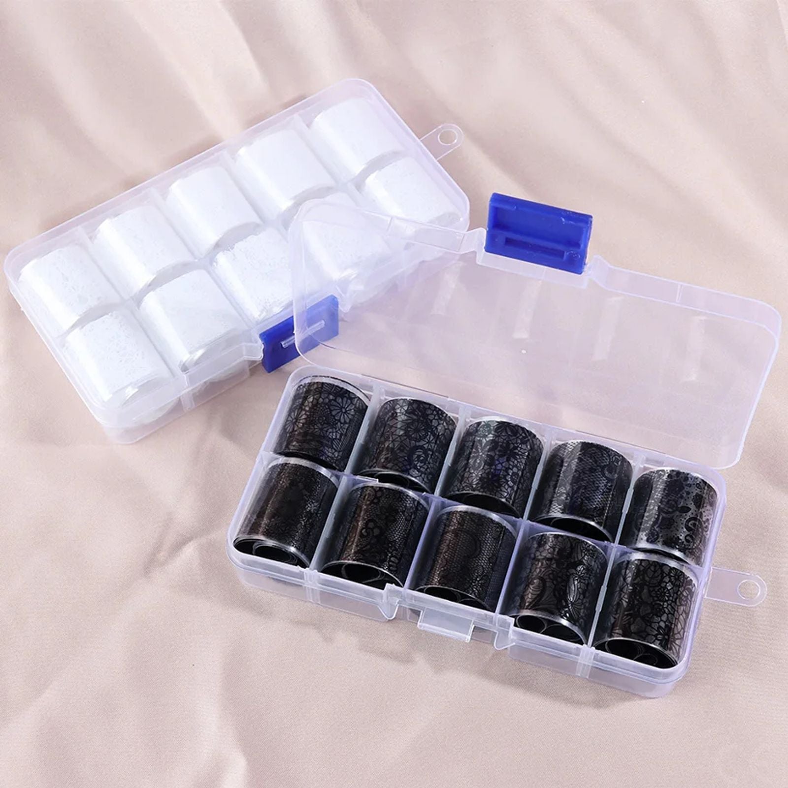 10 Rolls of White and Black Lace Nail Art Foils Set