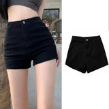Black Women's High-Waisted Casual Tights Shorts