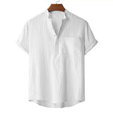 Men's Lightweight Cotton Linen Henley T-Shirt