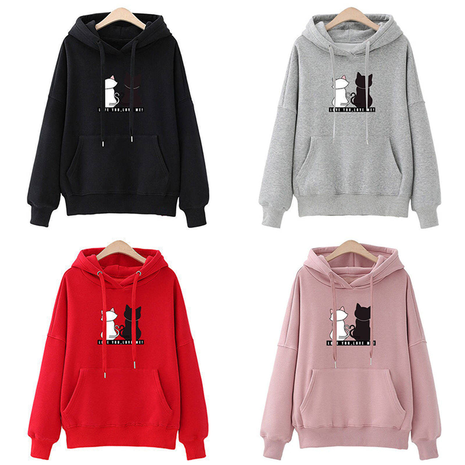 Women's Casual Cat Pattern Hoodie - Autumn 2024