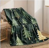 Green Christmas Tree Print Blanket - Soft & Warm Comfort
