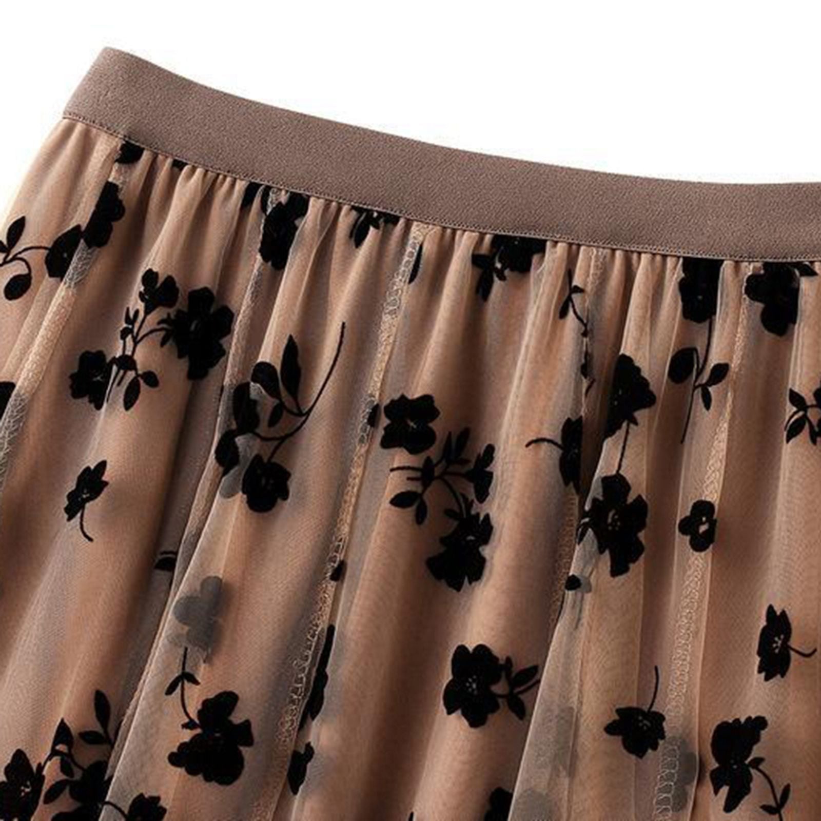 Elegant Floral Tulle Midi Skirt for Women