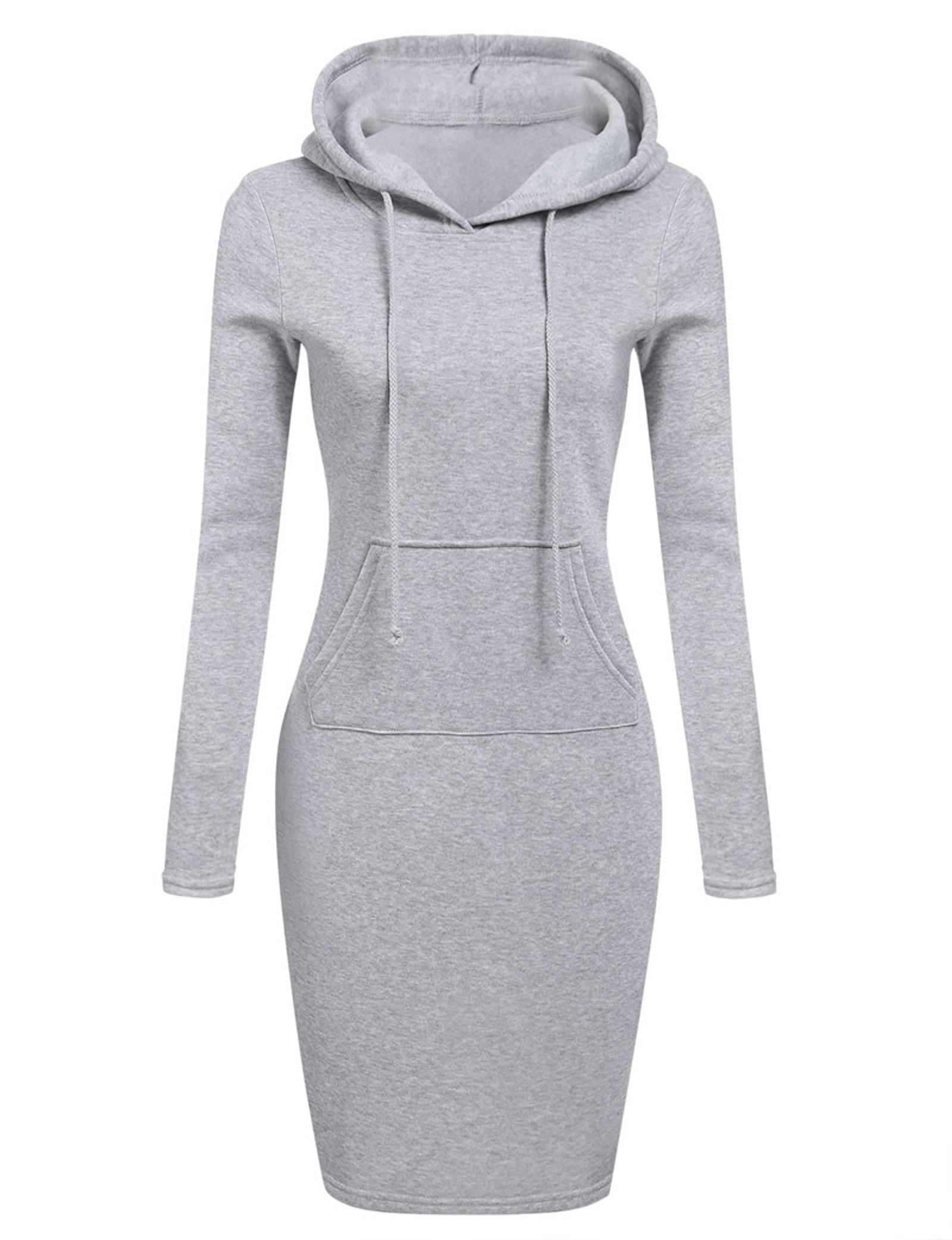 Ladies Autumn Hooded Dress Sweatshirt