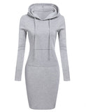 Ladies Autumn Hooded Dress Sweatshirt