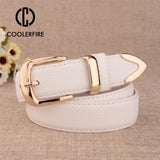 Women’s Genuine Leather Belt with Gold Buckle