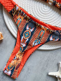 Print Halter Mini Thong High Cut Bikini Set