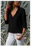 Women's Vintage Autumn Polo Collar Button-Up Blouse