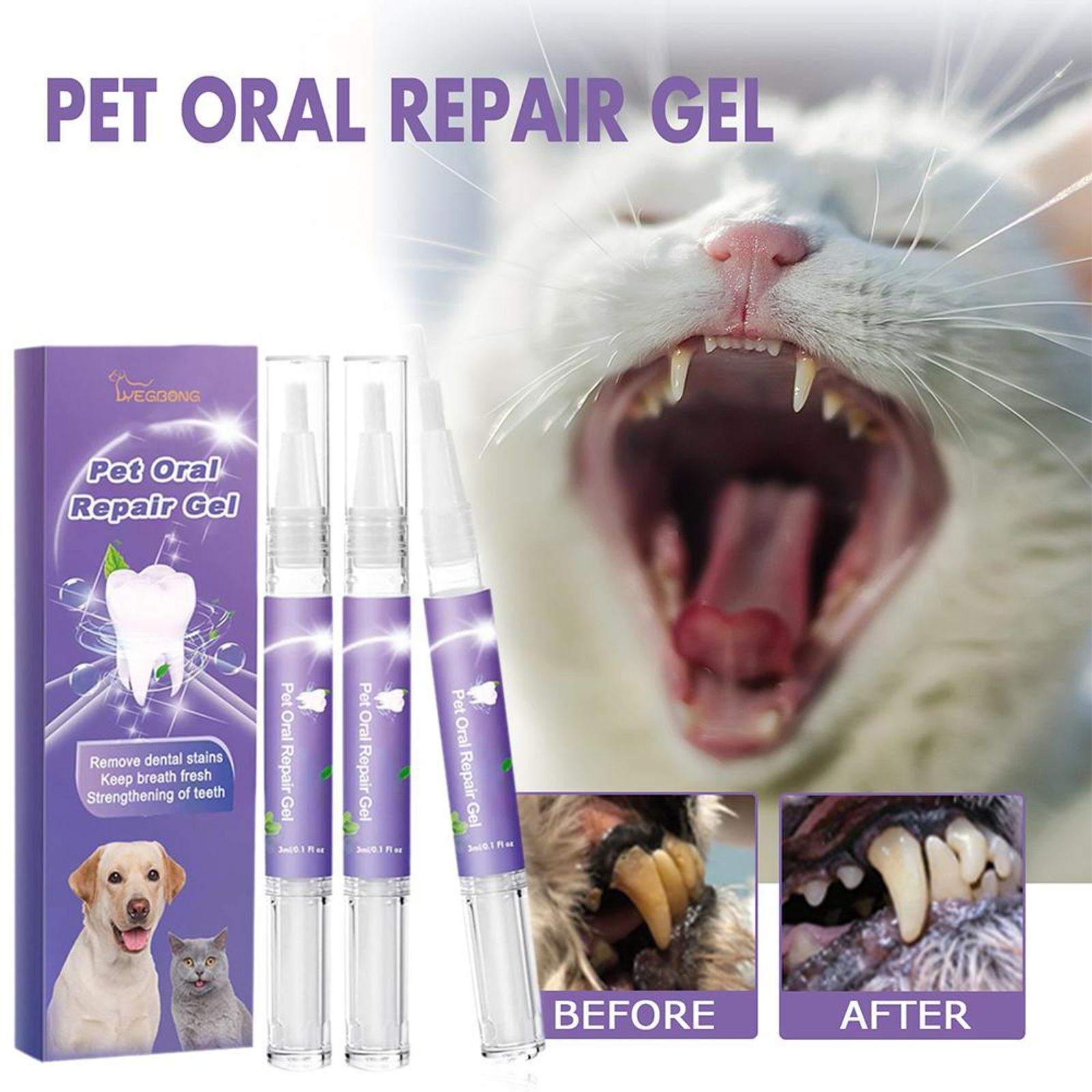 Natural Dog and Cat Toothpaste Gel for Fresh Breath