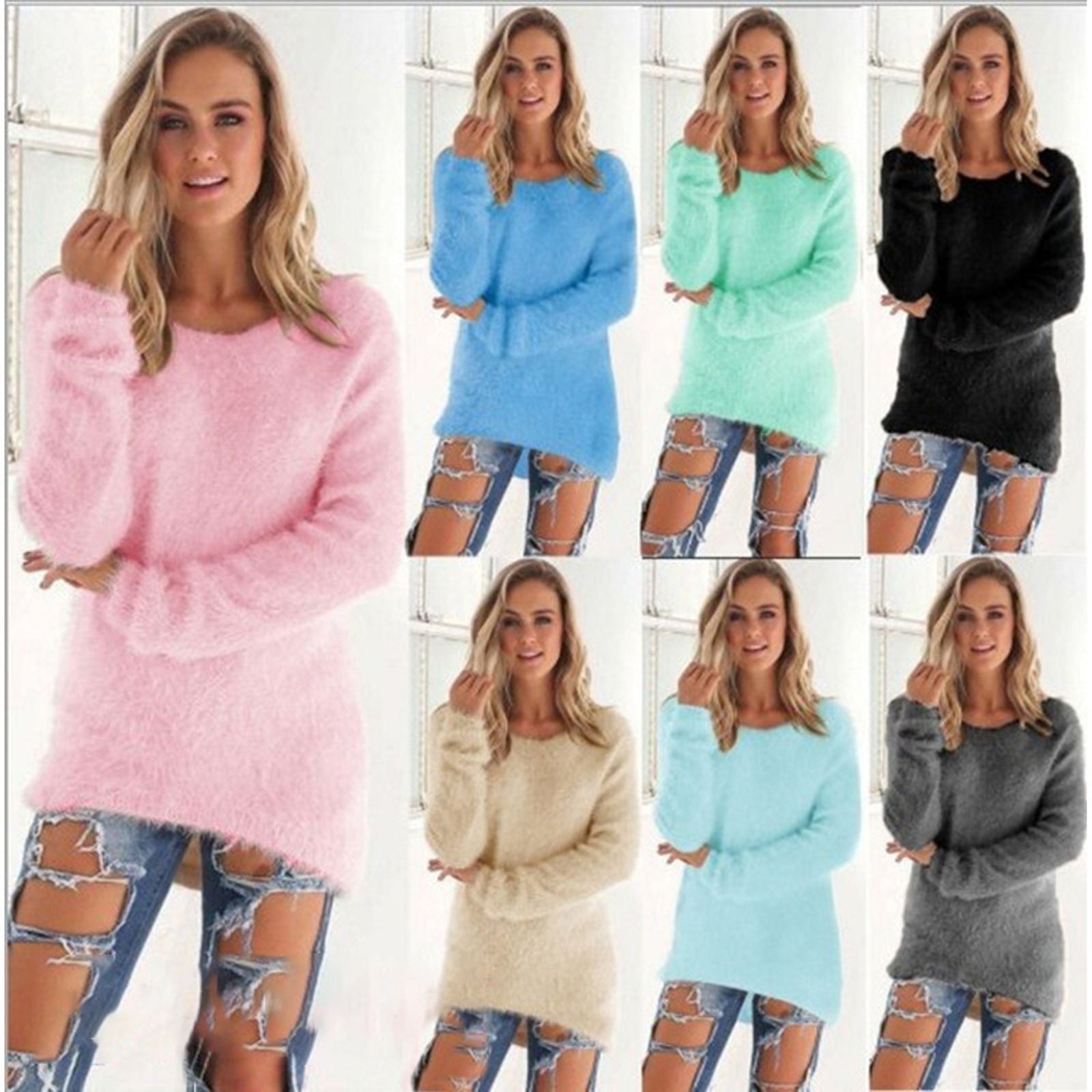 Plus Size Women's Warm Knitted Pullover Sweater