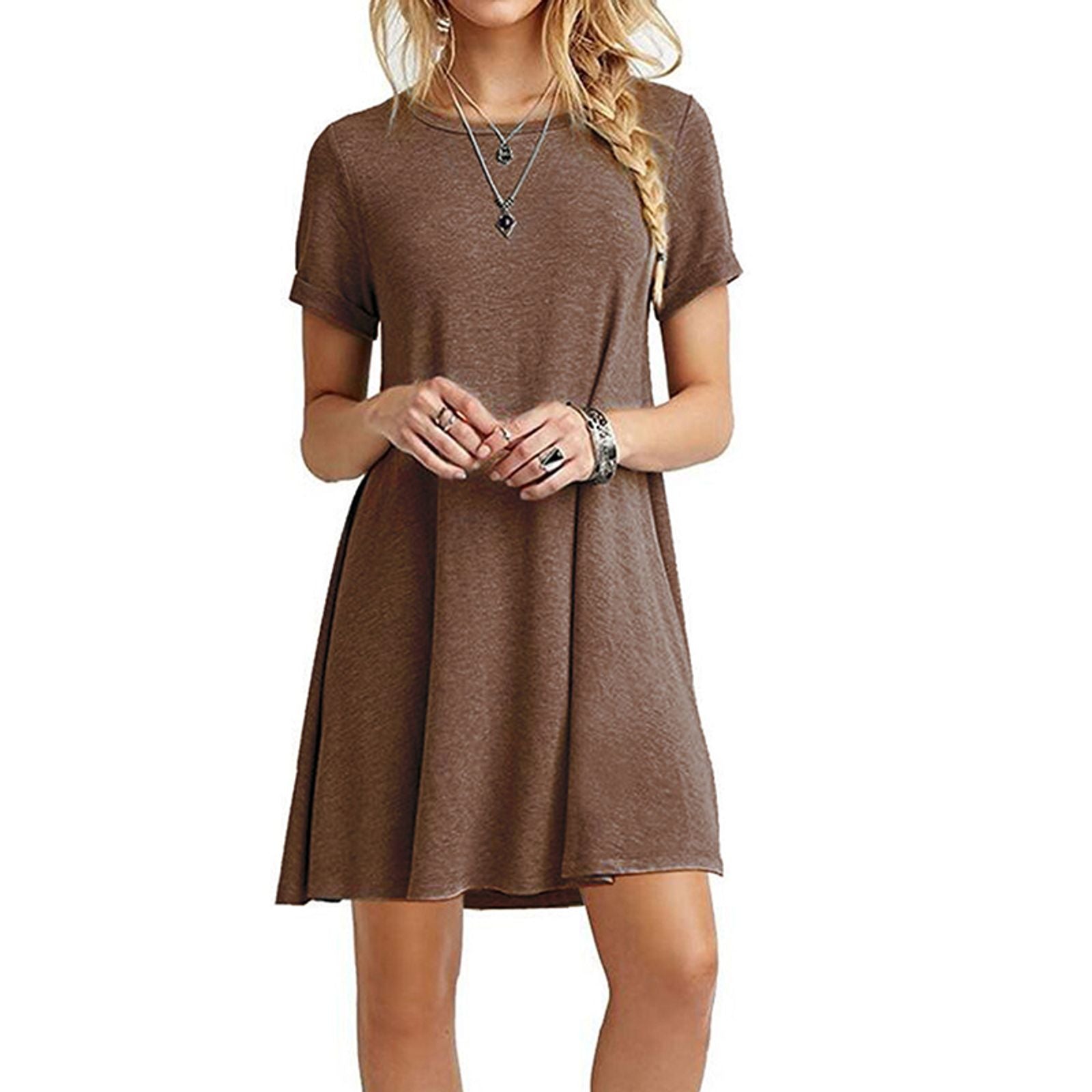 Women’s Vintage Casual Short Sleeve T-Shirt Dress