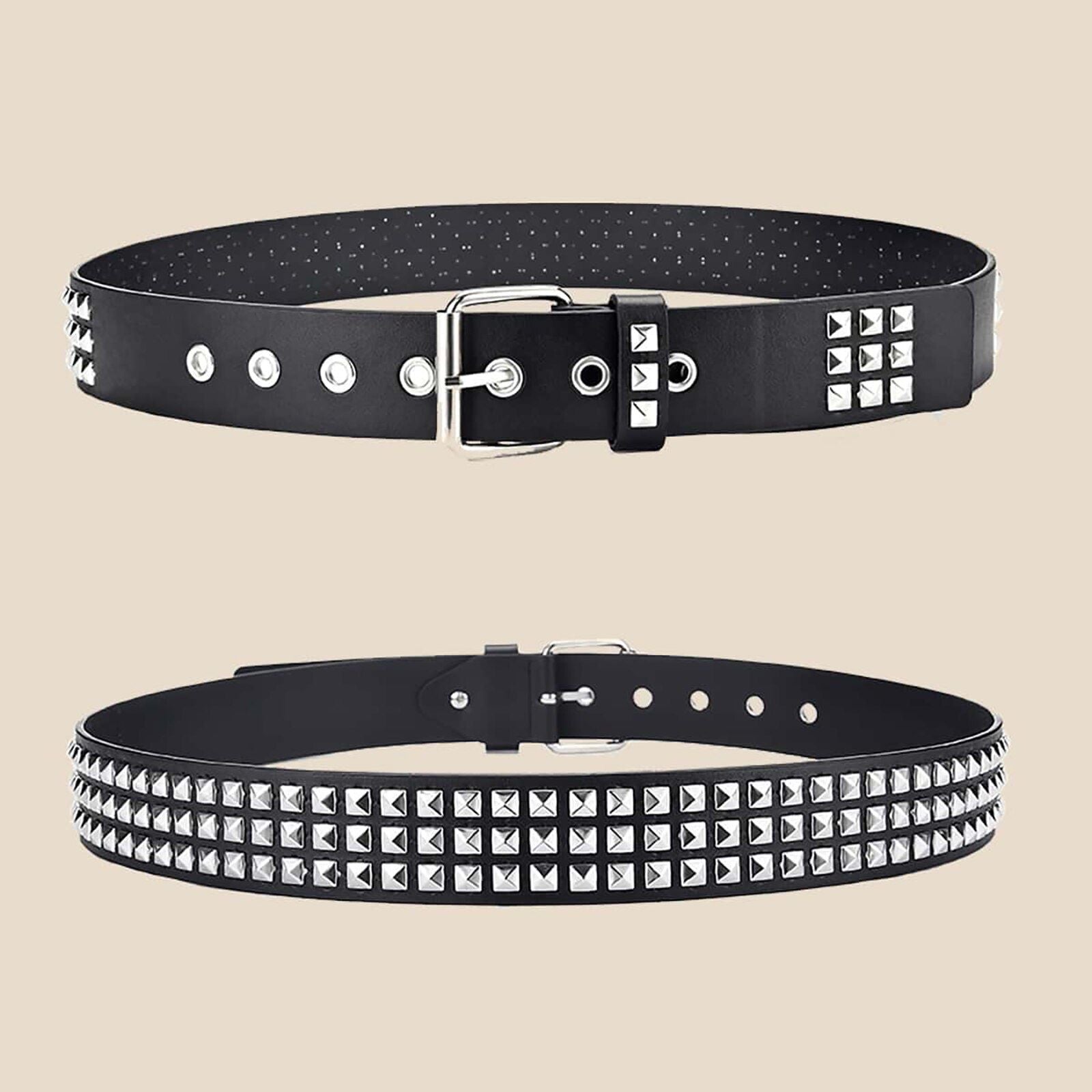 Fashion Square Bead Rivet Punk Belt for Men and Women