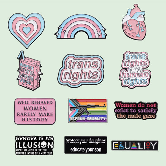Gender Equality Enamel Pins - Rainbow Women Power Brooches