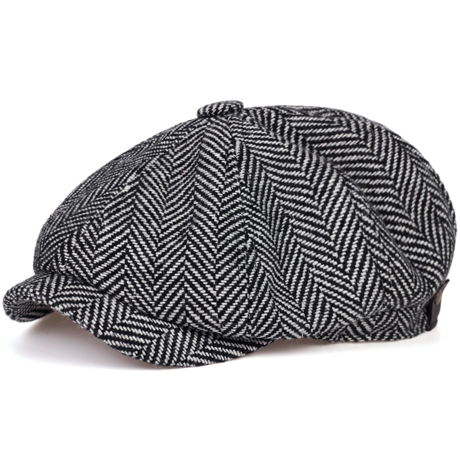 Fashion Wool Newsboy Cap - Herringbone Flat Cap