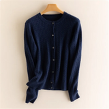 Women’s O Neck Long Sleeve Cable Knit Cardigan Sweater