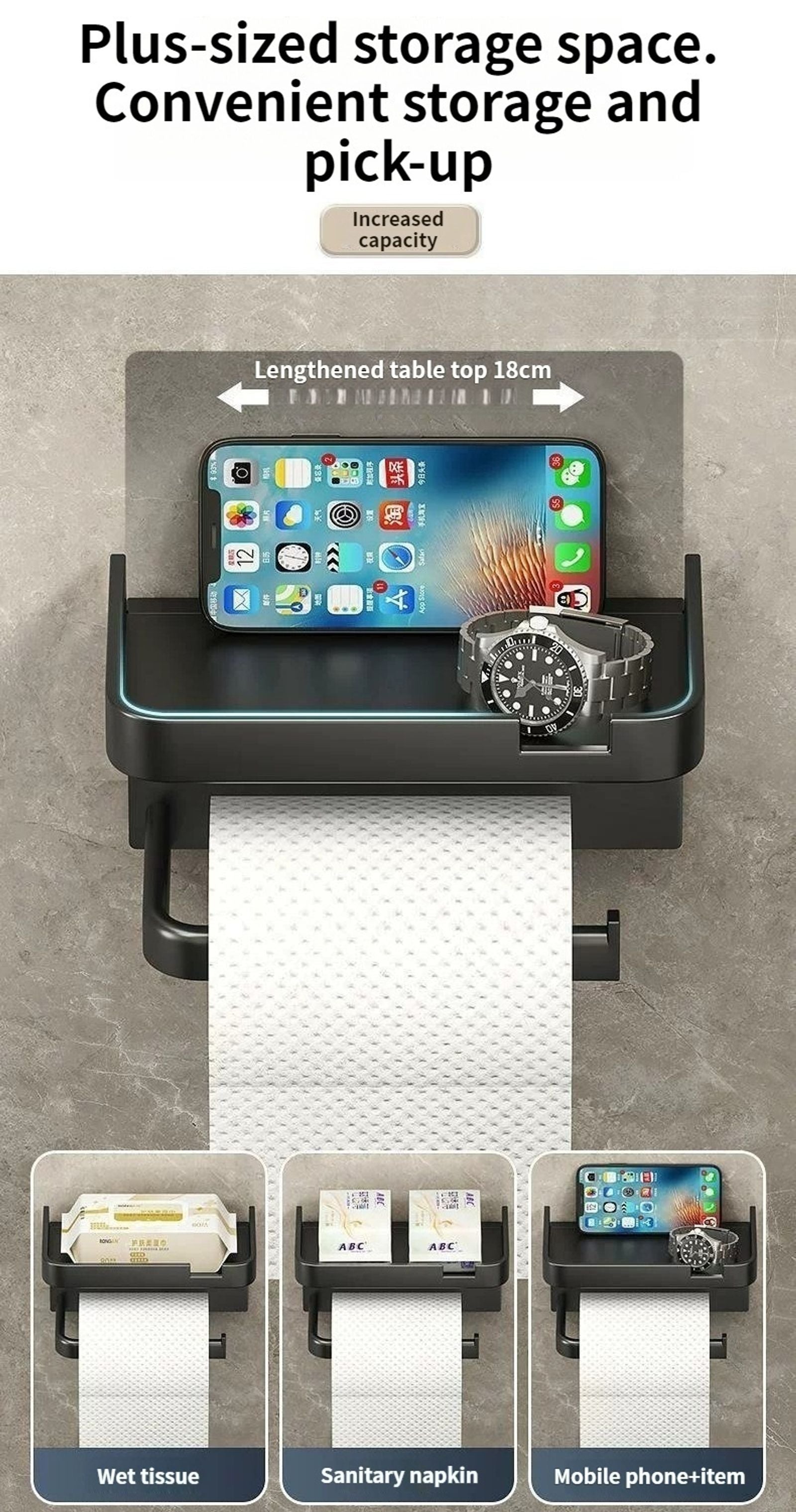 Plastic Toilet Paper Holder and Storage Rack