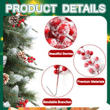 20PCS Snow Frosted Red Berry Stems for Holiday Decor