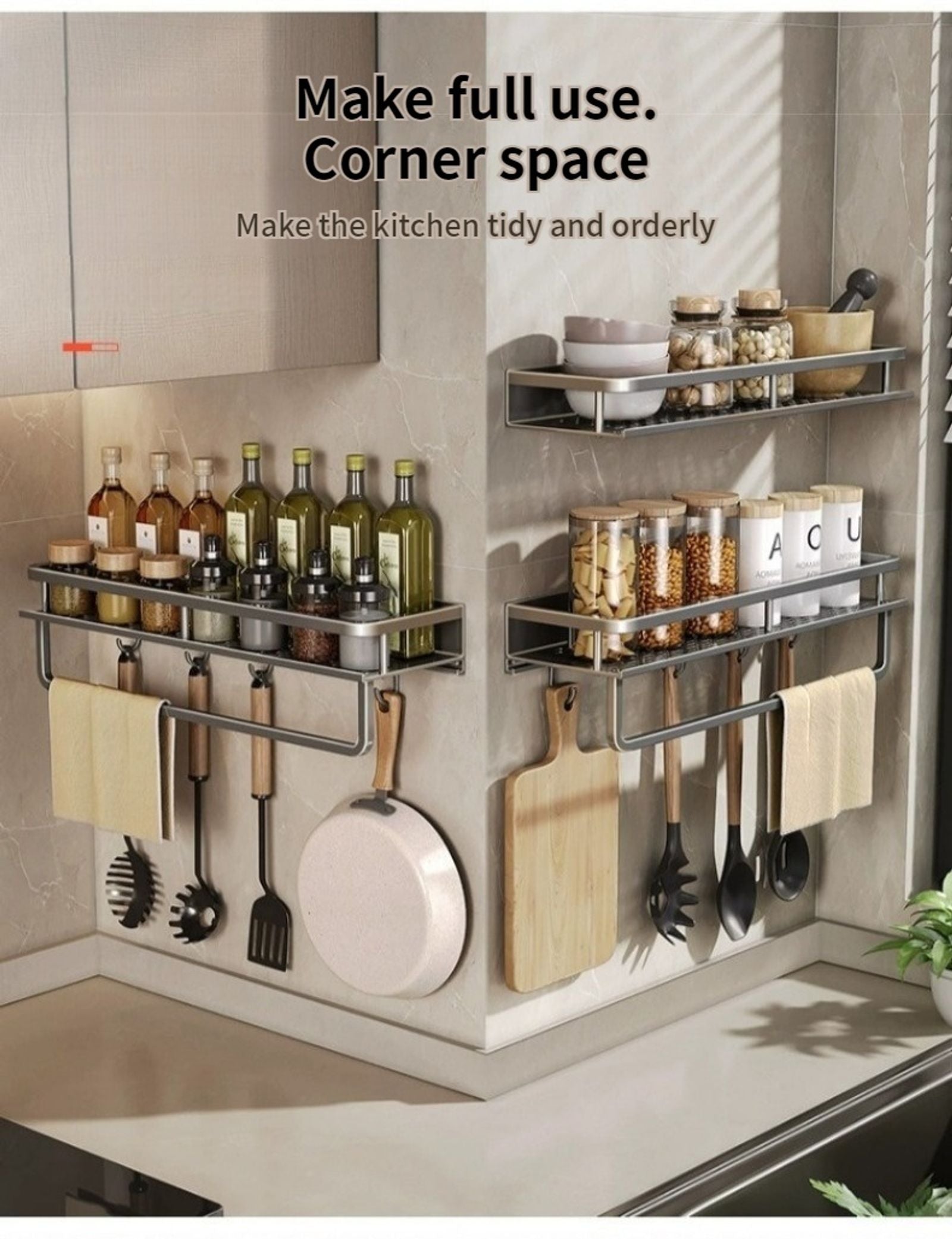 Multifunctional Wall Mounted Seasoning Storage Rack