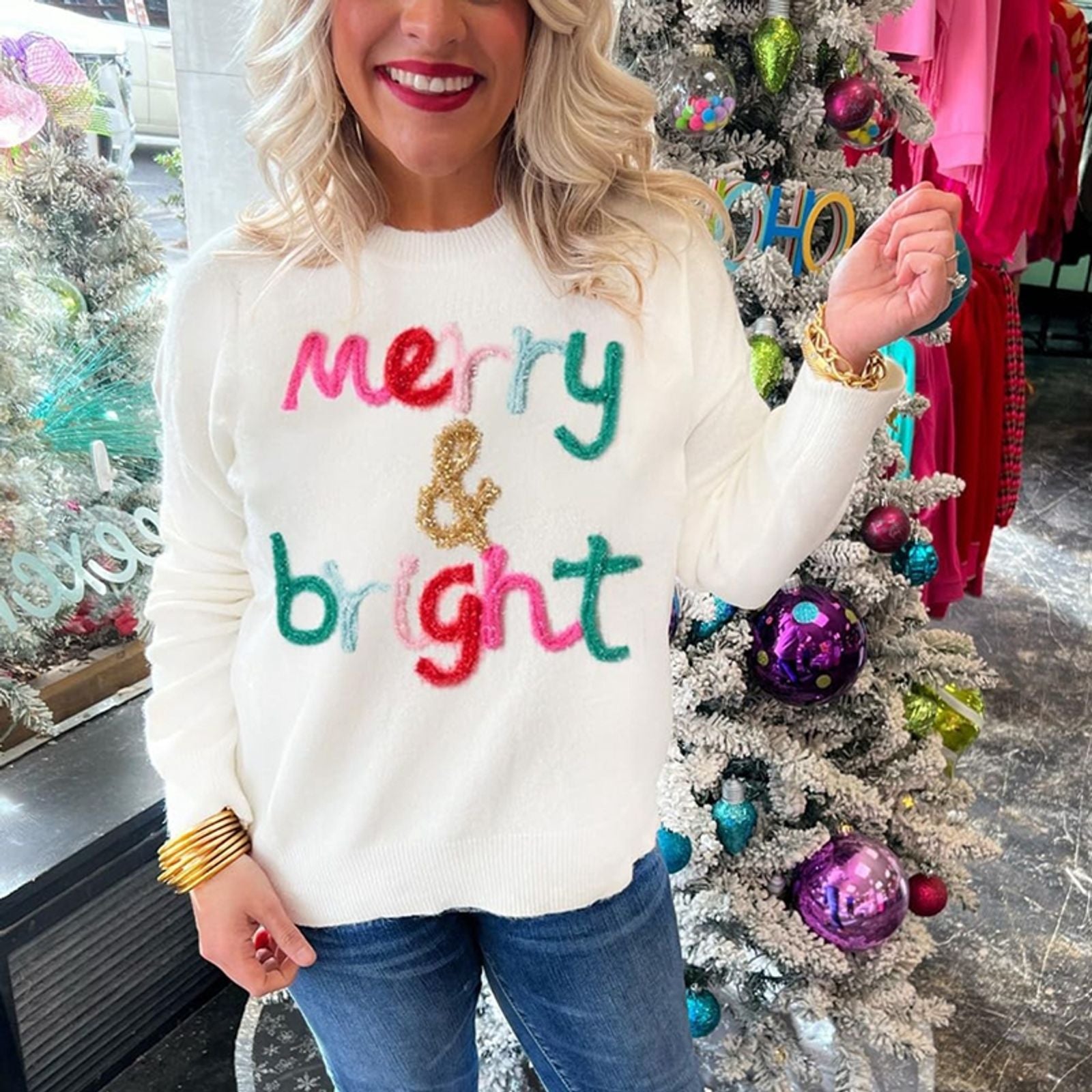 Merry & Bright Christmas Sweatshirt for Women