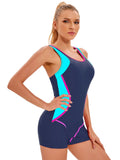 2023 Plus Size Patchwork Sport One Piece Swimsuit for Women