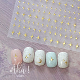 3D Crescent Moon Nail Stickers - White, Black, Gold, Silver