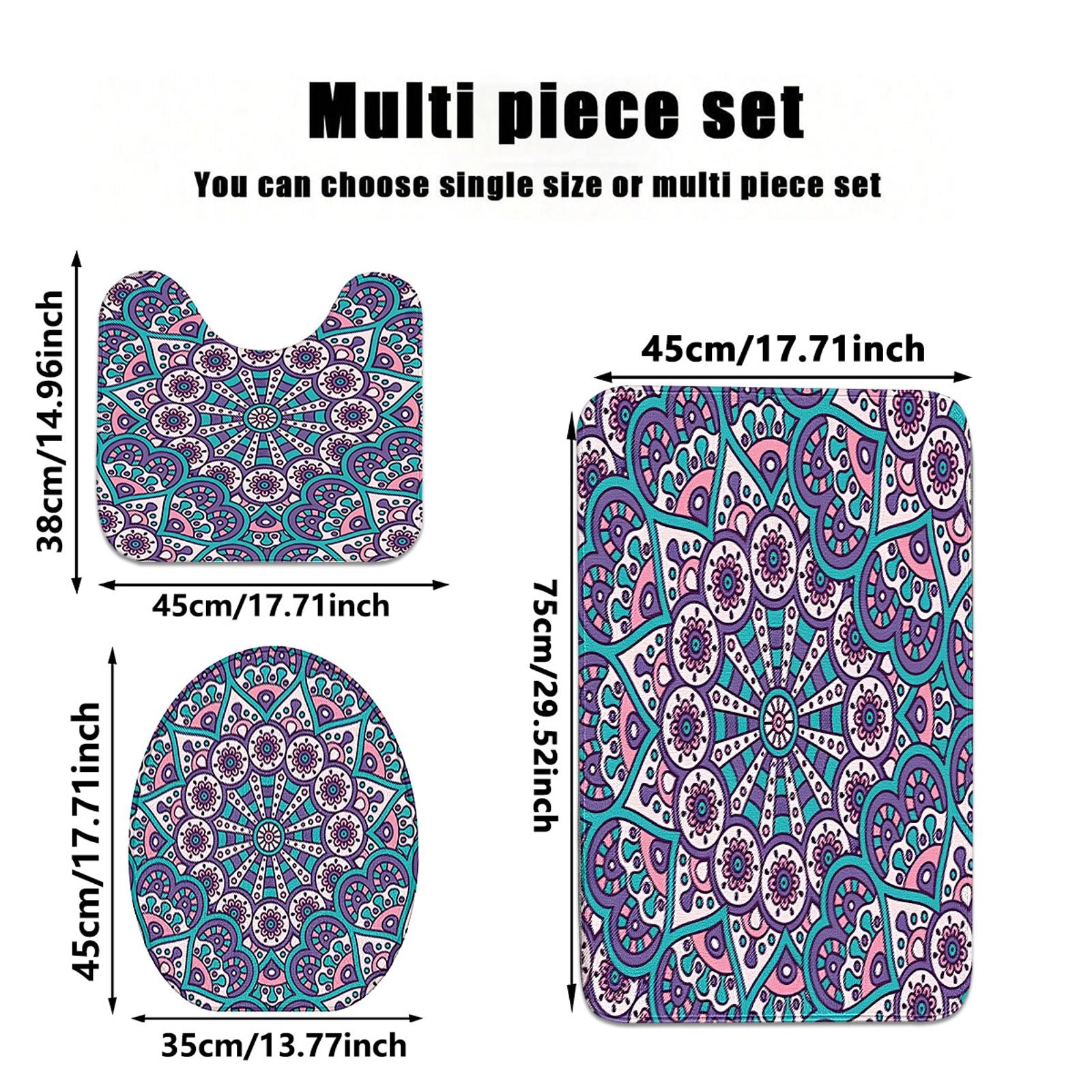 Bohemian Mandala Bathroom Set - Non-Slip Mat Collection