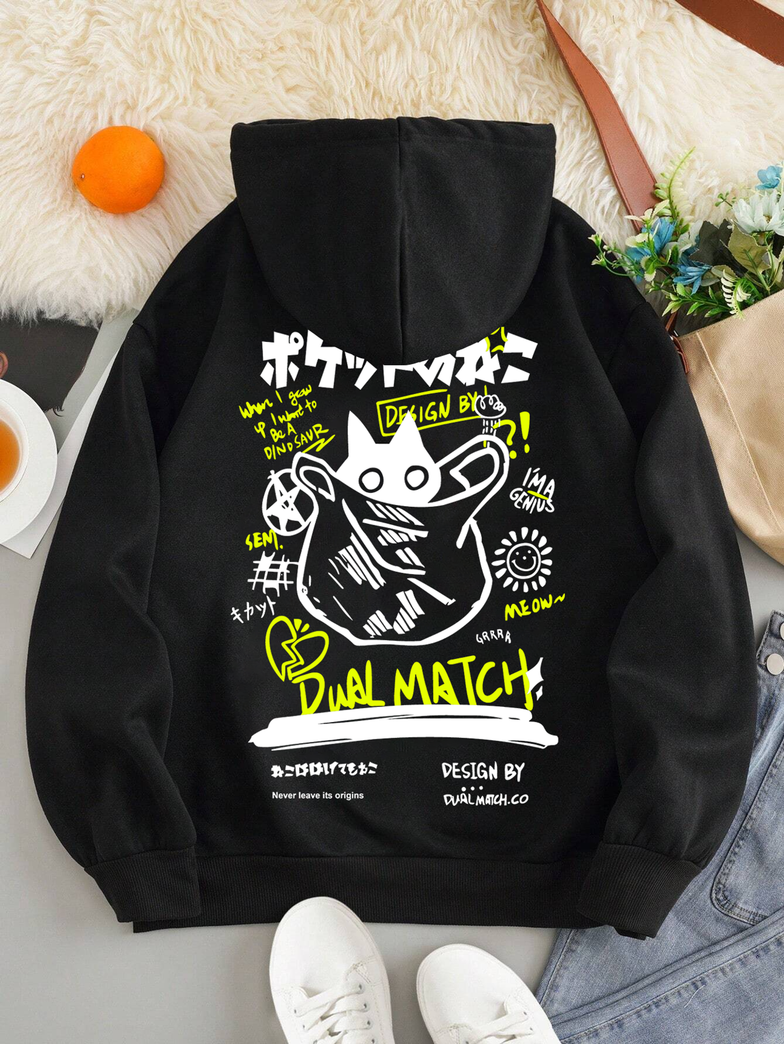 Cute Cat Cartoon Printed Sweatshirt for Women