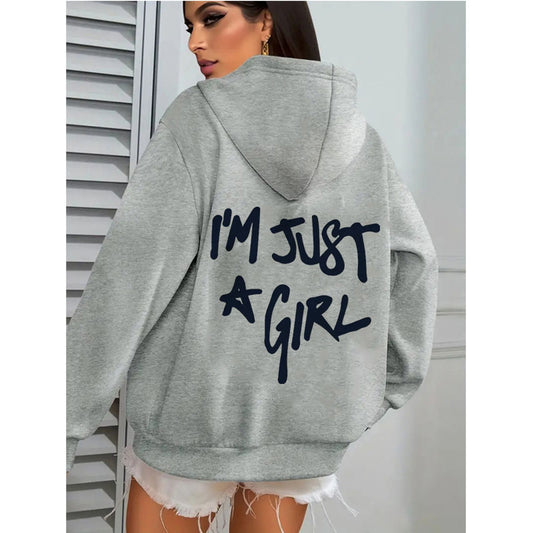 Women's Casual Pocket Hoodie with Letter Print