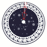 VIKAMA Vintage Navy Reindeer Snowflake Christmas Tree Skirt
