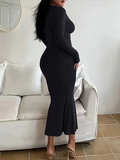 Women's Solid Long Sleeve Bodycon Dress