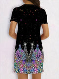 2025 Christmas Tree Print A-Line Dress for Women