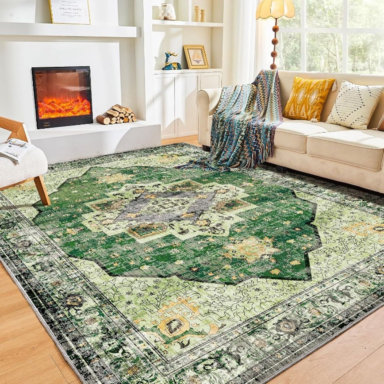 Elegant Non-Slip Classical Style Rug for Living Room and Bedroom