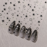 5D Luxury Star Nail Stickers - Black & Silver Nail Decals