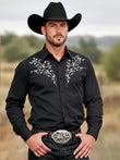Men's Tribal Pattern Long Sleeve Black Cowboy Shirt