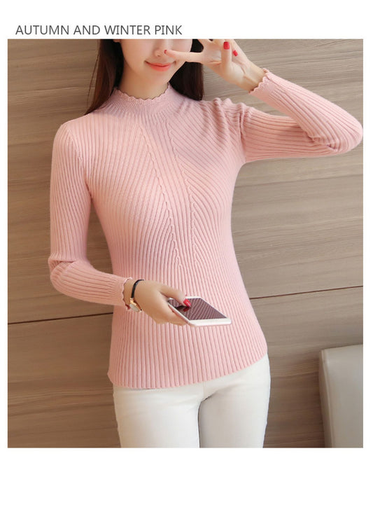 Autumn Women's Mock Neck Ruffle Sweater