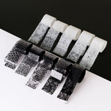 10 Rolls Black and White Lace Transfer Foil for Nail Art