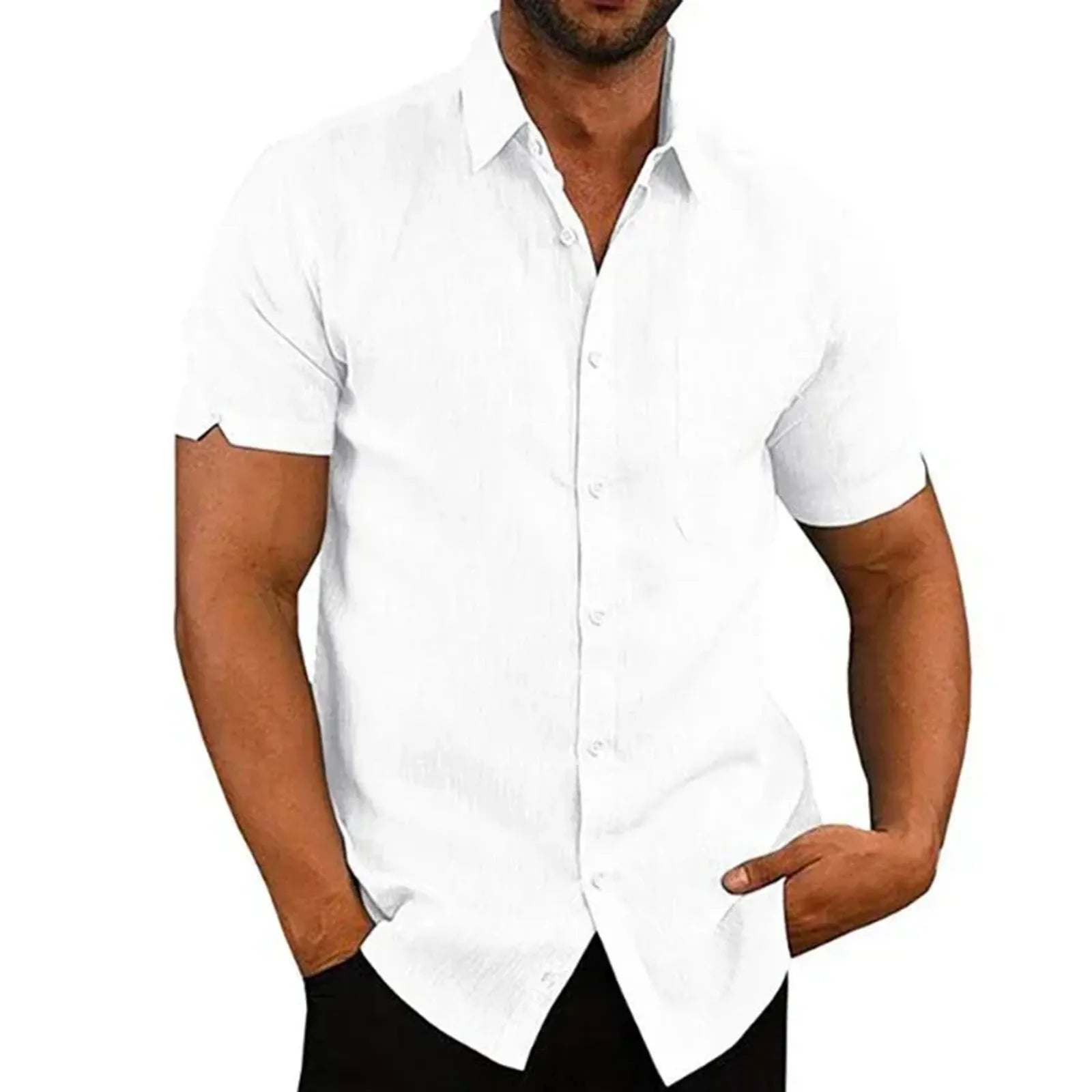Men's Summer Cotton Linen Short Sleeve Shirts