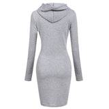Women’s Hooded Knee-Length Pocket Dress - Casual Warm Sweatshirt