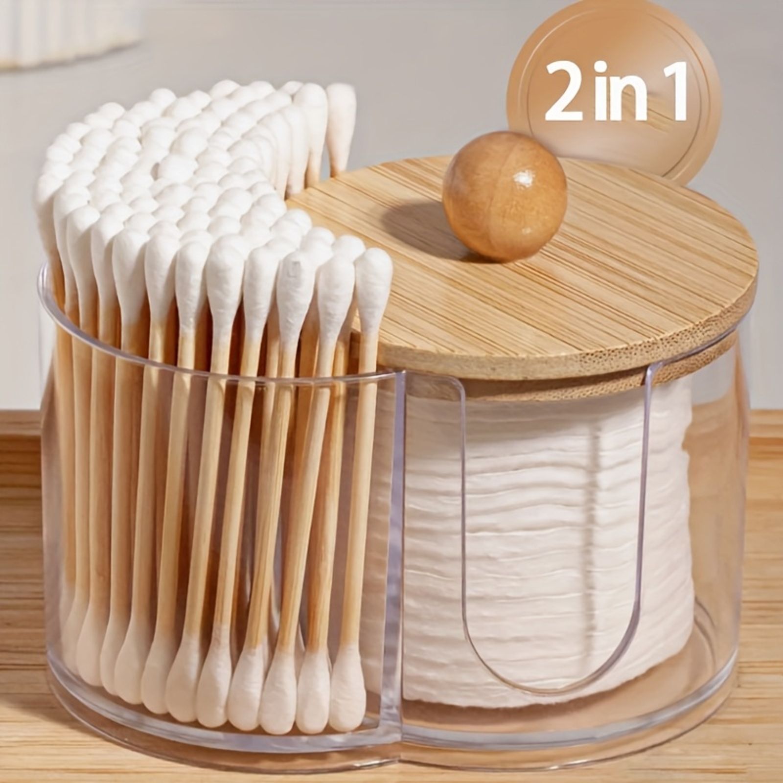 Dual Compartment Cotton Swab and Ball Organizer